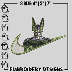 perfect cell nike embroidery design, dragon ball embroidery, nike design, logo design, anime shirt, digital download