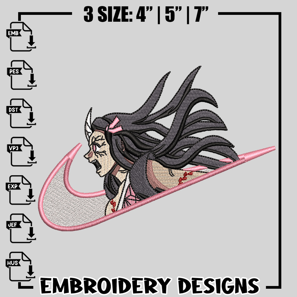 Kamado Nezuko nike embroidery design