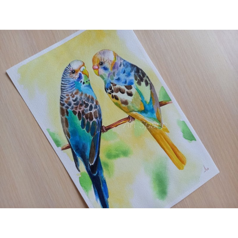 parrot - watercolor painting - picture with birds - yellow painting - nature - birds - realistic painting - 1.jpg