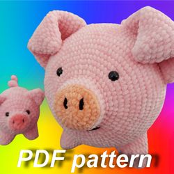 Pattern instructed pillow Pig, funny pig pattern, Piggy Pillow Pattern, Cute Pig Plushie Pattern, Crochet Piggy Pattern