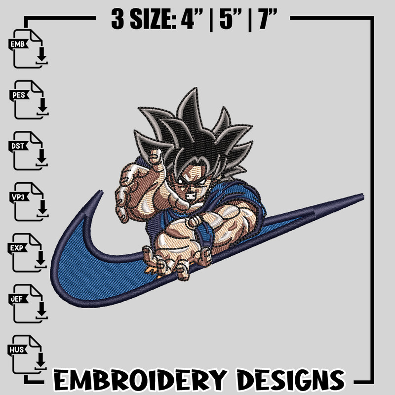 Songoku nike embroidery design
