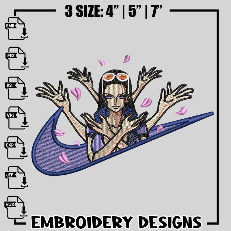 Nico Robin nike embroidery design