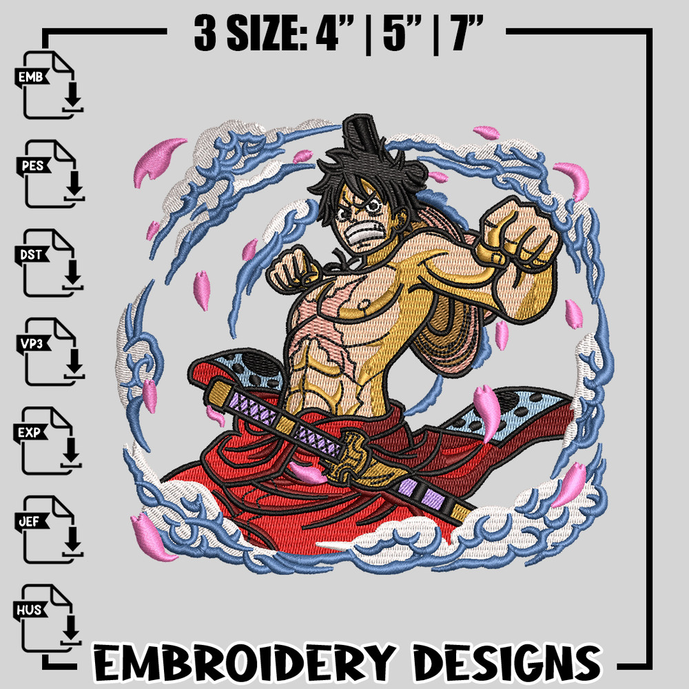 Monkey D. Luffy embroidery design