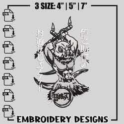 inosuke hashibira embroidery design, kimetsu no yaiba embroidery, anime design, logo design, digital download