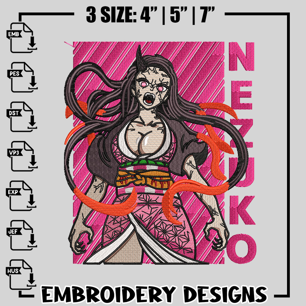 Nezuko embroidery design