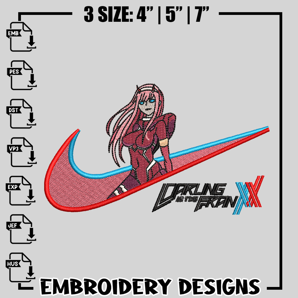 Zero Two nike embroidery design