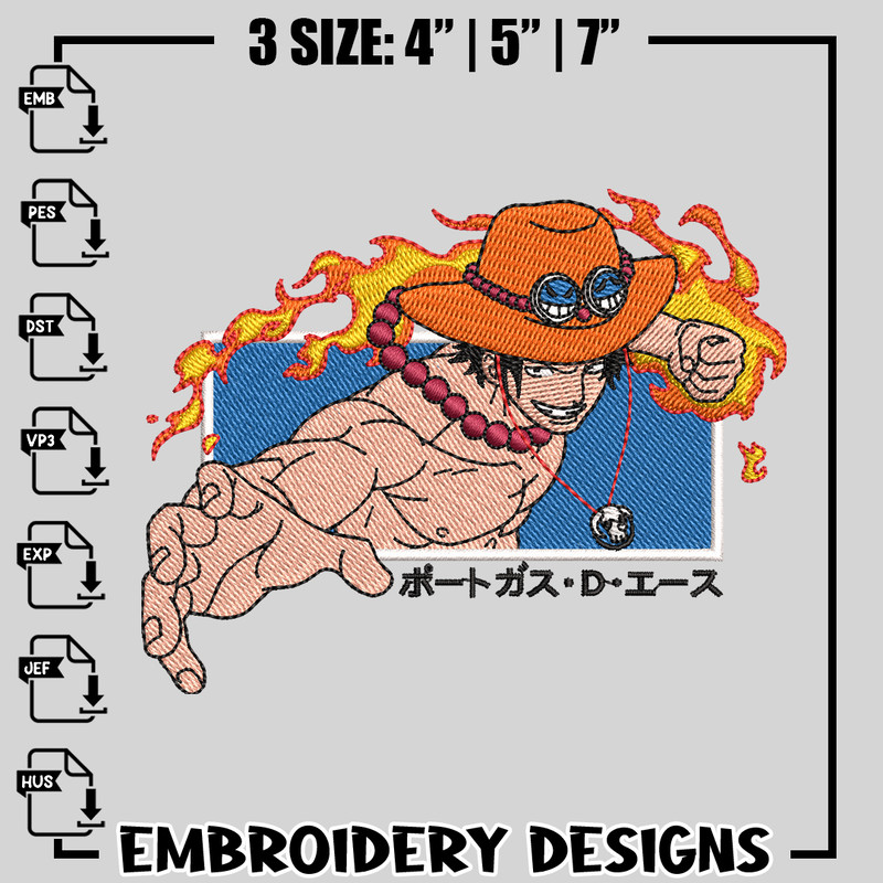 Portgas D.Ace nike embroidery design