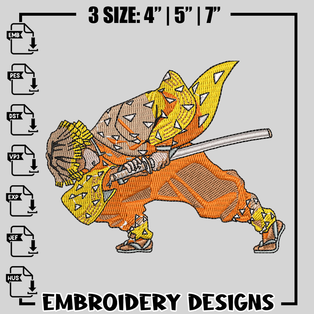 Zenitsu sword embroidery design