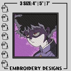 shigeo kageyama embroidery design, mob psycho 100 embroidery, anime design, logo design, anime shirt, instant download