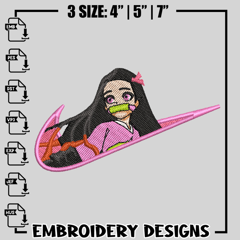Nezuko nike embroidery design
