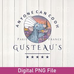 gusteau's anyone can cook remy png, remi png, disney png for women, ratatouille png, disney family png, disney movie png
