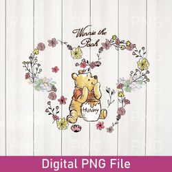 vintage disney winnie the pooh hundred acre woods honey co est 1926 png, pooh bear png, disney family trip 2023 digital