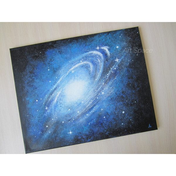 painting on canvas - blue painting - stars - space - star cluster - milky way - stretched canvas - dark painting - 2.JPG