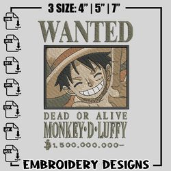 bounty luffy embroidery design, one piece embroidery, anime design, logo design, anime shirt, instant download
