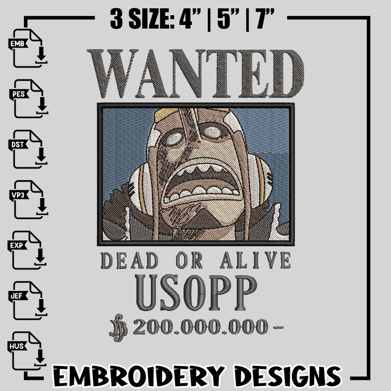 Bounty Ussop embroidery design