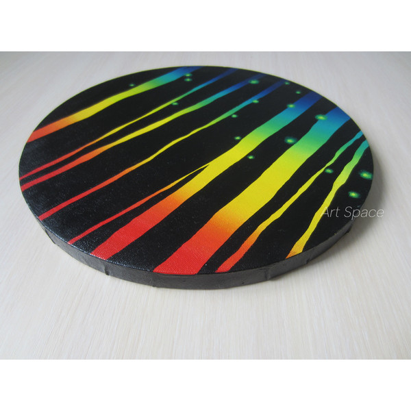 rainbow bridge - round canvas - bright painting - black painting - abstract painting - abstraction - rainbow painting - round canvas - 7.JPG