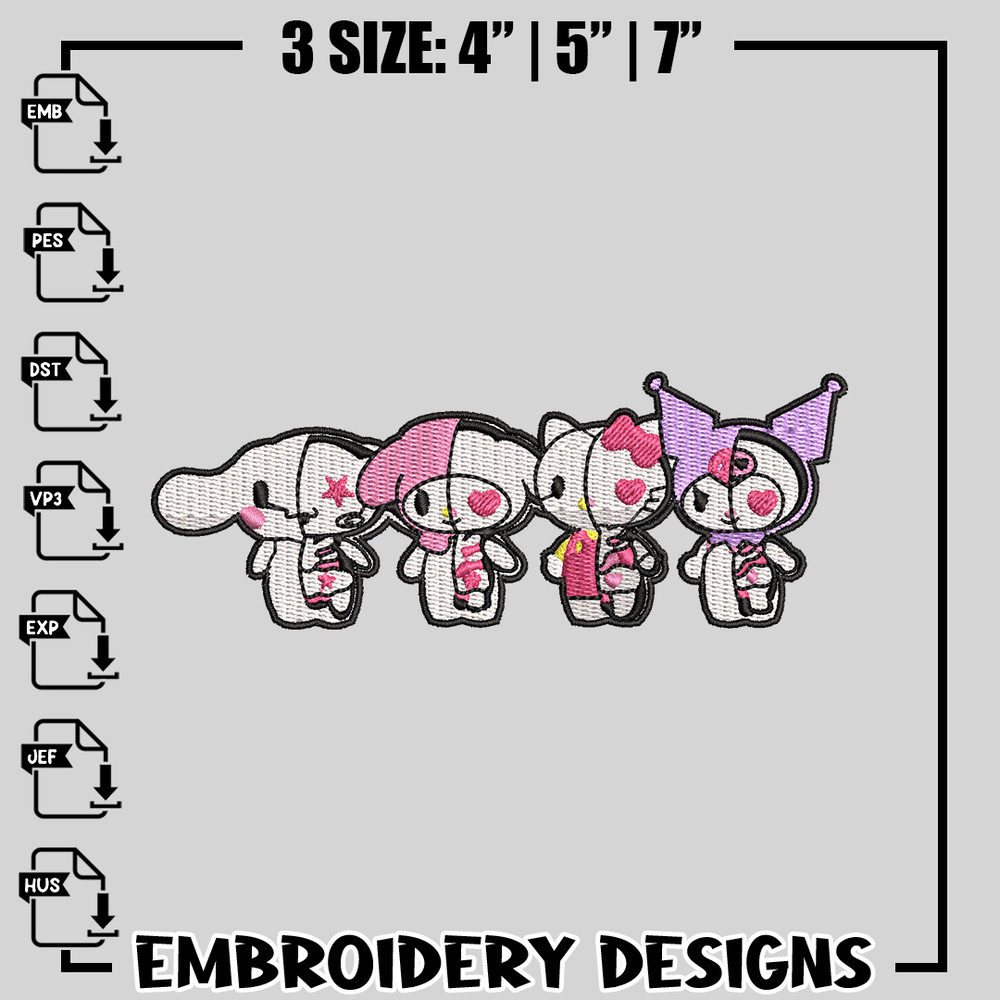 Kuromi friends embroidery design
