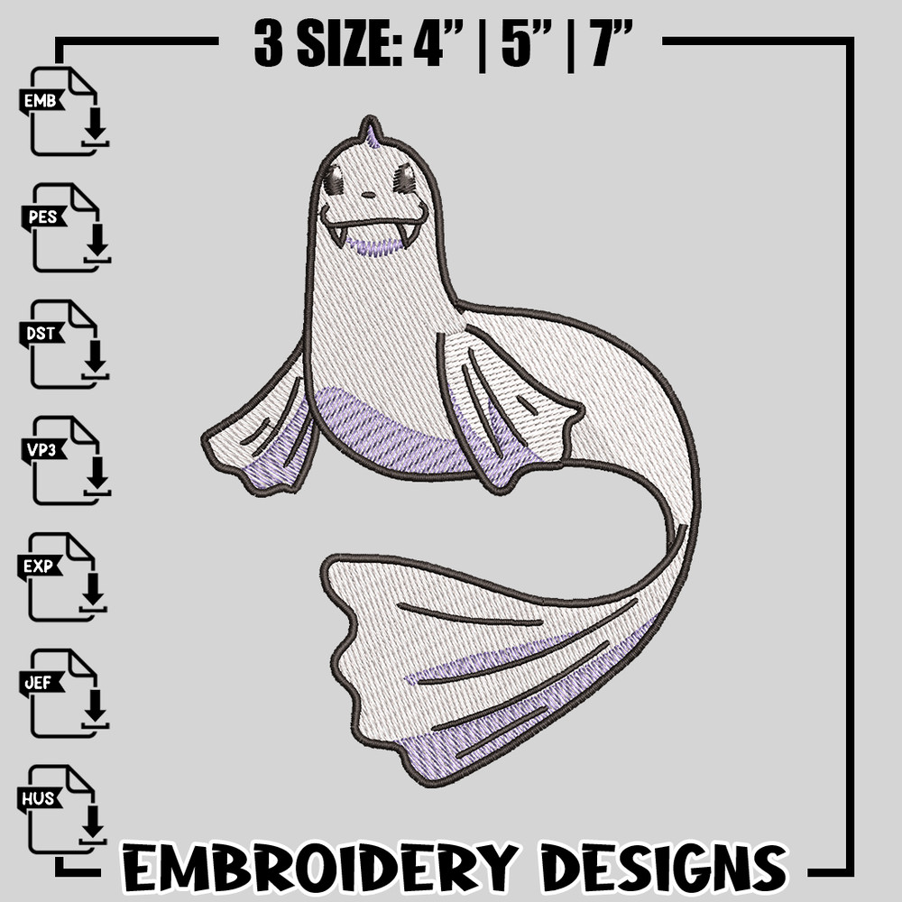 Dewgong embroidery design