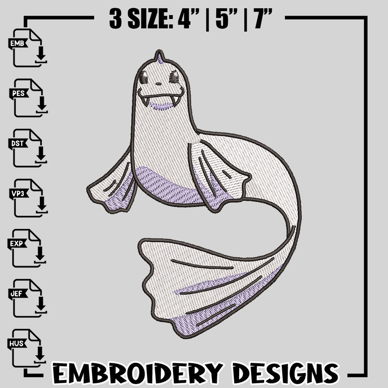 Dewgong embroidery design