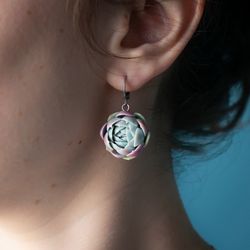 Echeveria Raspberry Ice Earrings Handmade Jewelry Flower Earrings