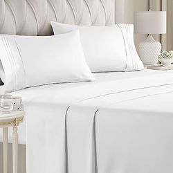 Queen Size 4 Piece Bedding Sheet Set - Breathable & Cooling Bed SheetsHotel Luxury Bed Sheets for Women, Men, Kids & Tee