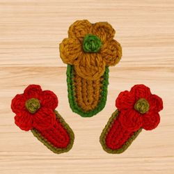 A crochet flower Hair clip pdf pattern