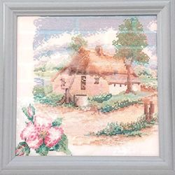 europe chalet painting 10*10" finished embroidered cross home decor