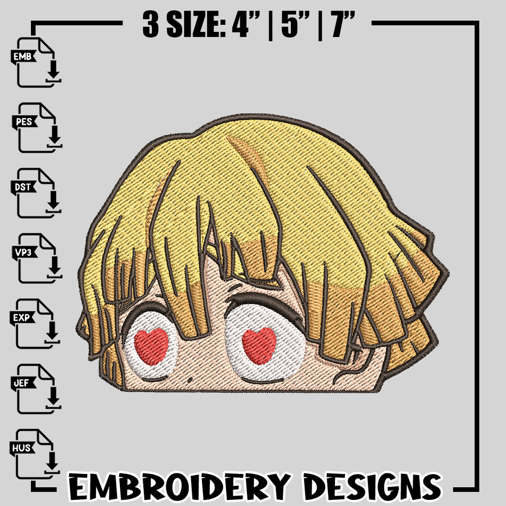 Zenitsu love embroidery design