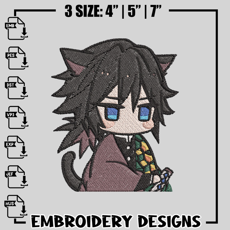 Giyuu Chibi embroidery design