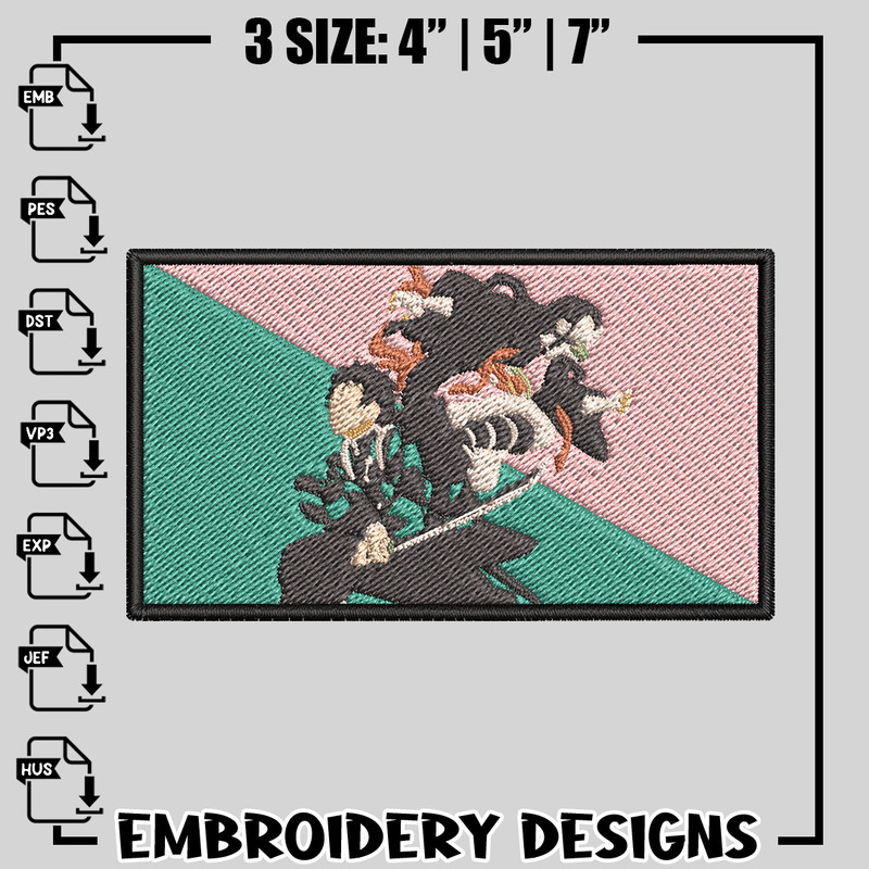 Tanjiro vs nezuko embroidery design