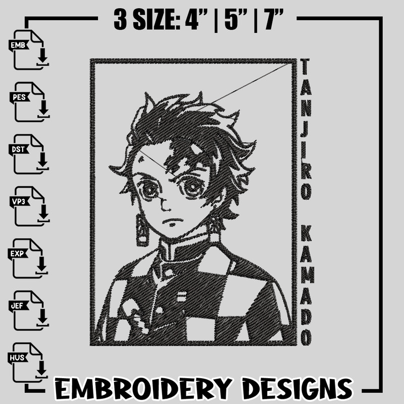 Tanjiro kamado embroidery design