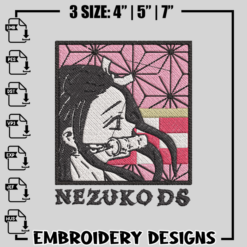 kamado nezuko embroidery design