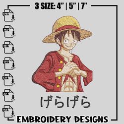 monkey d. luffy embroidery design, one piece embroidery, anime design, logo design, anime shirt, instant download