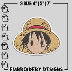 luffy chibi embroidery design, one piece embroidery, anime design, logo design, anime shirt, instant download