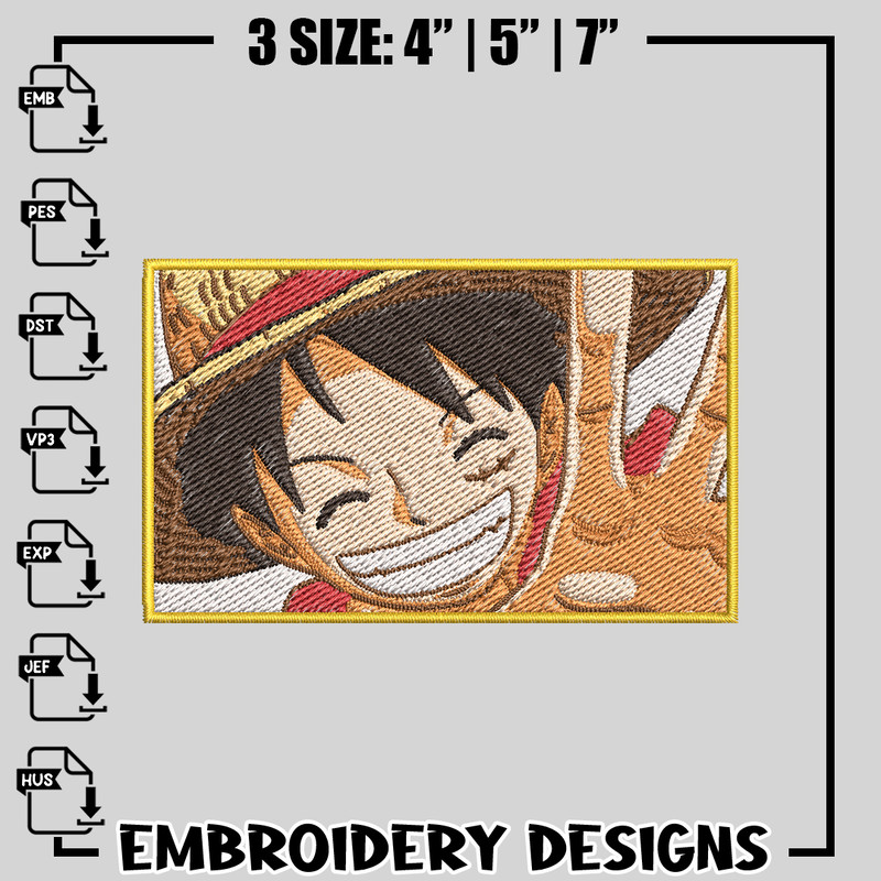 Luffy smile embroidery design