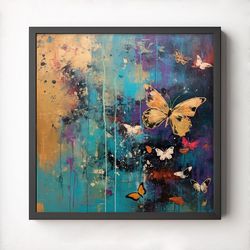 Abstract Butterflies Printable Wall Art, Digital Download, Wall Decor, Art Print, Expressive Painting, Butterfly, Contem
