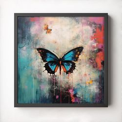 Abstract Butterfly Printable Wall Art, Digital Download, Wall Decor, Art Print, Expressive Painting, Butterfly, Grunge s