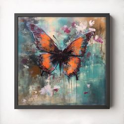Abstract Butterfly Printable Wall Art, Digital Download, Wall Decor, Art Print, Expressive Painting, Butterfly, Grunge,