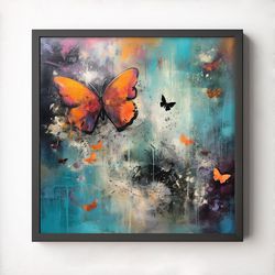 Abstract Butterflies Printable Wall Art, Digital Download, Wall Decor, Art Print, Butterfly Painting, colorful, expressi