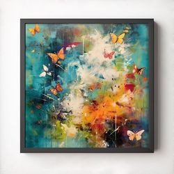 Abstract Butterflies Printable Wall Art, Digital Download, Wall Decor, Art Print, Butterfly Painting, vibrant colors, ex