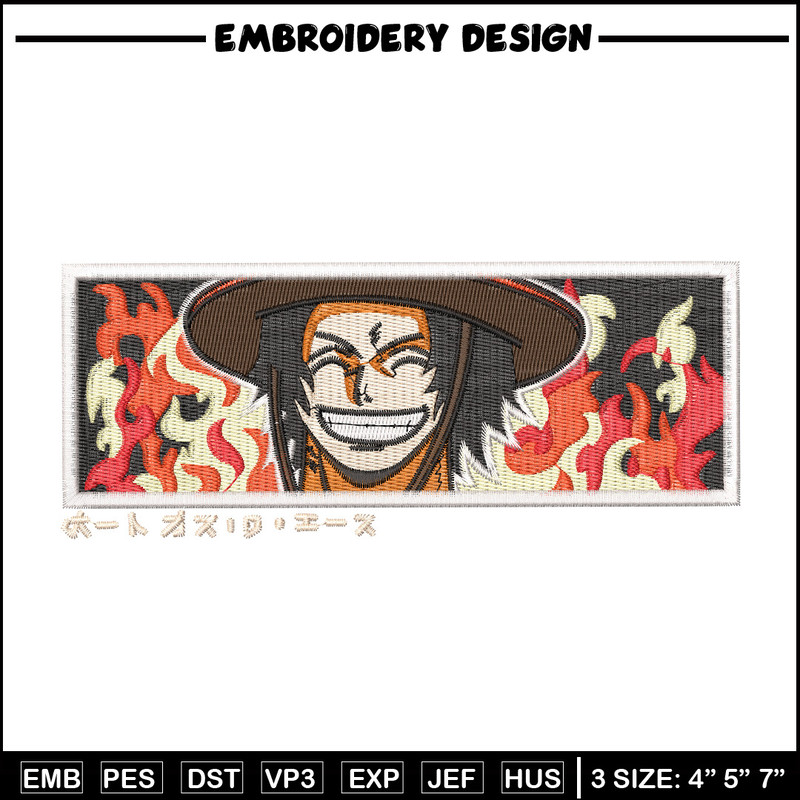 Ace rectangle embroidery design, One piece embroidery, Anime design, Embroidery shirt, Embroidery file, Digital download.jpg