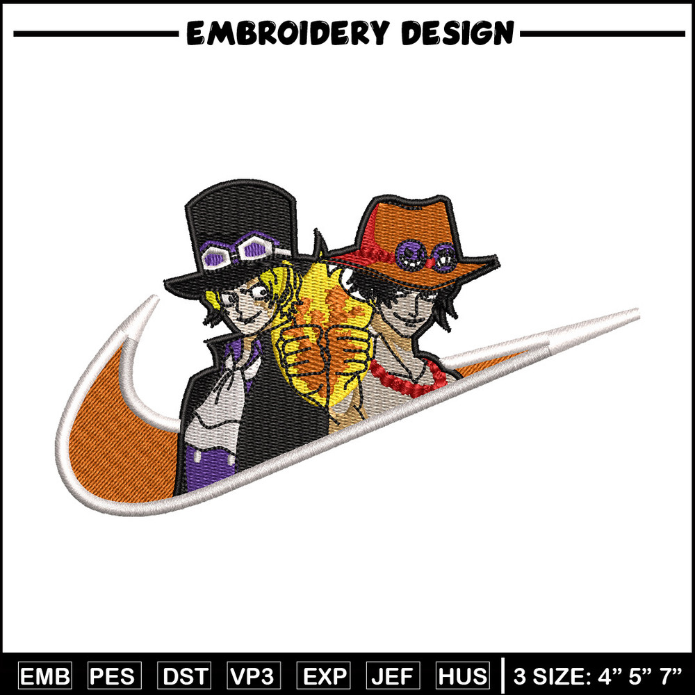 Ace x sabo embroidery design, One piece embroidery, Nike design, Embroidery shirt, Embroidery file, Digital download.jpg