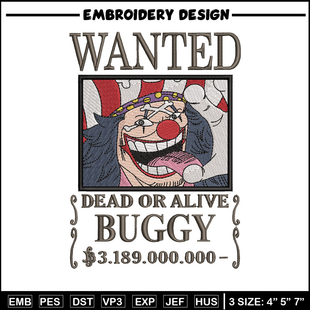 Bounty buggy embroidery design, One piece embroidery, Anime design, Embroidery shirt, Embroidery file,Digital download.jpg