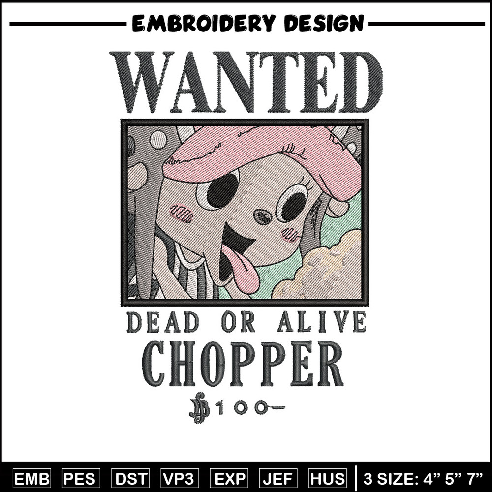 Bounty chopper embroidery design, One piece embroidery, Anime design, Embroidery shirt, Embroidery file,Digital download.jpg