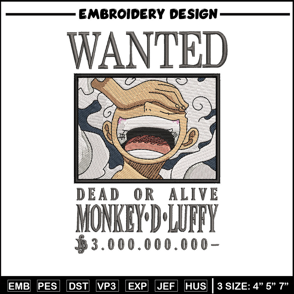 Bounty joyboy embroidery design, One piece embroidery, Anime design, Embroidery shirt, Embroidery file,Digital download.zip.jpg