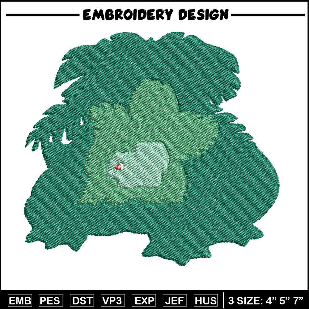 Bulbasaur embroidery design, Pokemon embroidery, Anime design, Embroidery shirt, Embroidery file, Digital download.jpg
