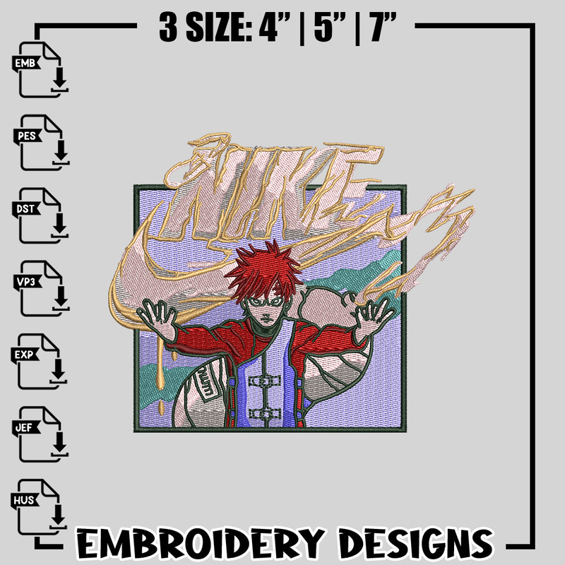 Gaara nike embroidery design