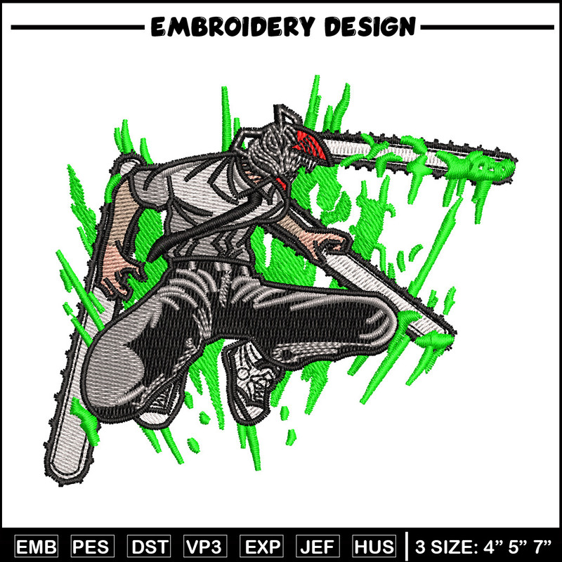 Chainsaw embroidery design, Chainsaw man embroidery, Anime design, Embroidery shirt, Embroidery file, Digital download.jpg