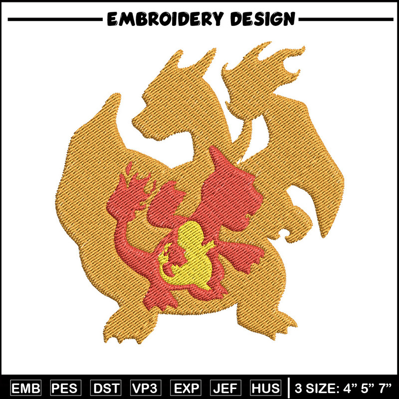 Charizard embroidery design, Pokemon embroidery, Anime design, Embroidery file, Digital download, Embroidery shirt.jpg
