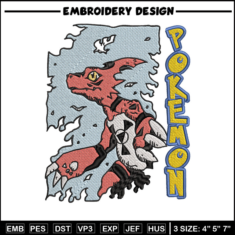 Charmeleon embroidery design, Pokemon embroidery, Anime design, Embroidery file, Digital download, Embroidery shirt.jpg